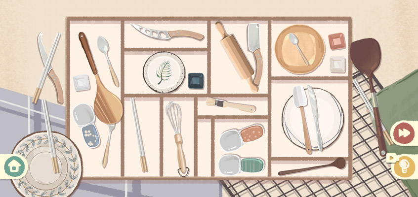 Sắp xếp lại các đồ vật đúng với vị trí của nó sao cho gọn gàng nhất.