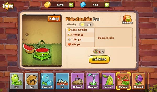 Và các loại cây dùng để hợp nhất, kết hợp trong game