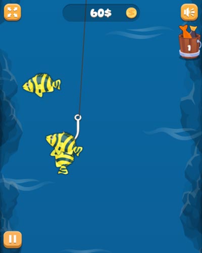 Bấm để Santa thả móc xuống và câu cá