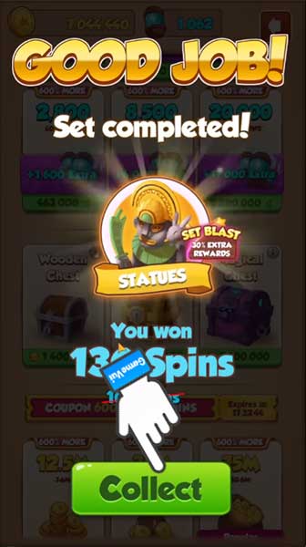 Hoàn thành bộ thẻ để nhận Spin Coin Master