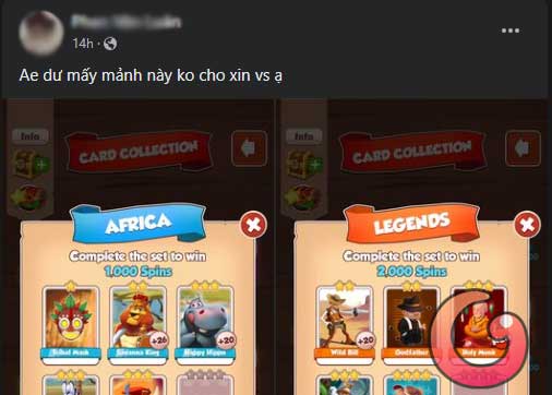 Nhóm Facebook trao đổi thẻ Coin Master