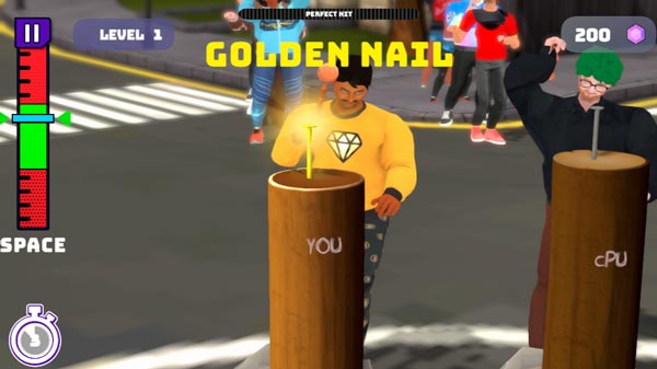 Bấm phím để đóng đinh khi lực ở trong phần màu xanh