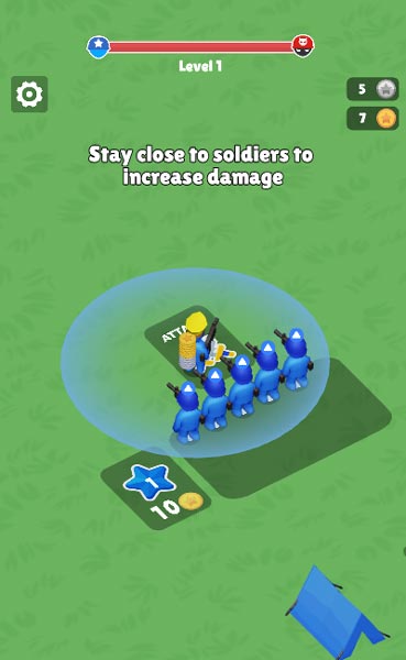 Đứng vào ô Attack để chỉ huy quân lính tấn công