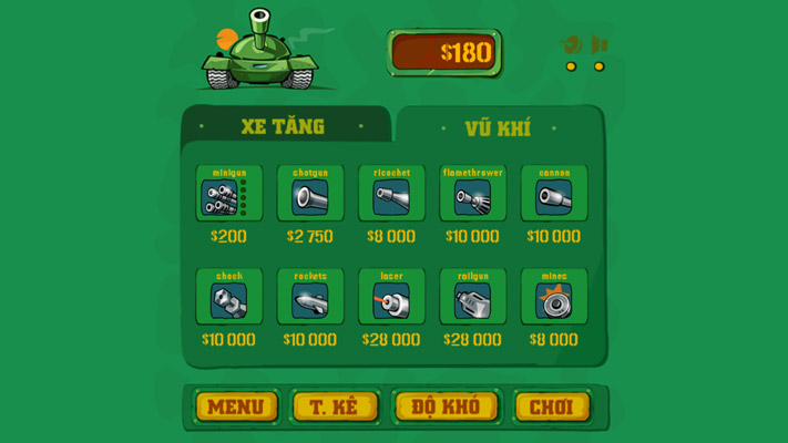 Mua các vũ khí với hỏa lực mạnh mẽ khác nhau,