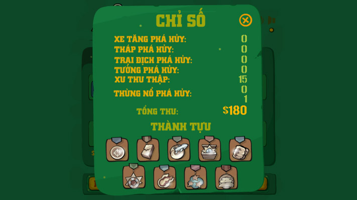 Hãy sưu tầm tất cả huy chương trong game nhé.