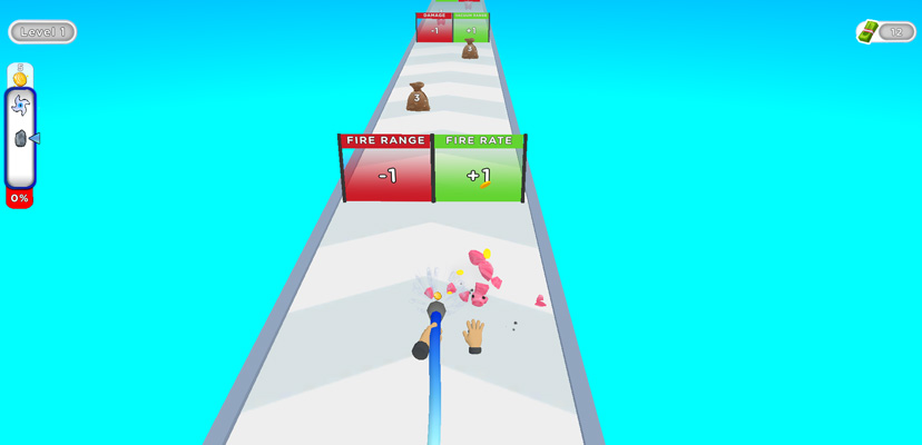 Bắn hạ các đồ vật và thu thập xu để tiến hóa súng.