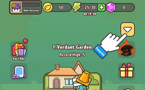 Chạm vào biểu tượng tam giác ngược