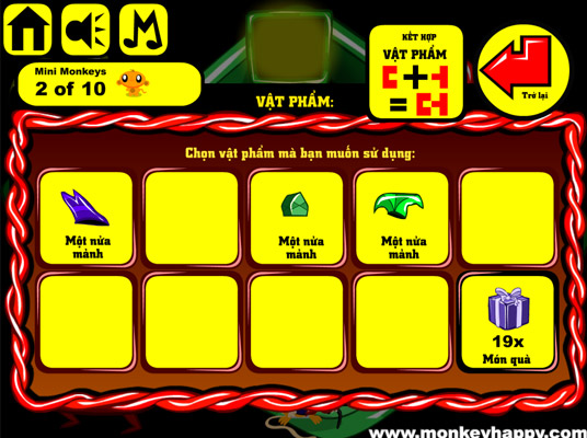 Kết hợp hoặc sử dụng các vật phẩm.