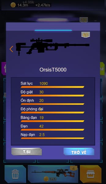 Rất nhiều level cấp độ súng ngắm Sniper trong Shop cửa hàng