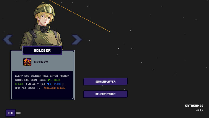 Lựa chọn nhân vật với vũ khí khác nhau.