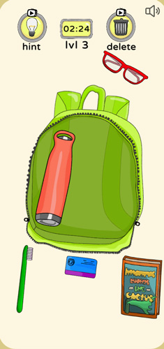 Bạn sẽ có nhiệm vụ sắp xếp các đồ vật vào balo.