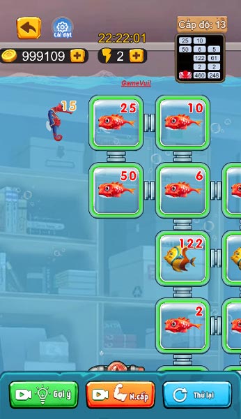 Bắt đầu thử thách con cá tham lam