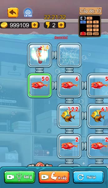 Lựa chọn, tìm những con cá với chỉ số sức mạnh phù hợp