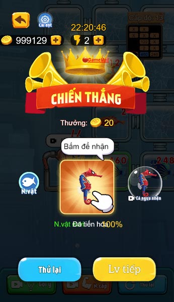 Giành chiến thằng và vượt qua Level cấp độ