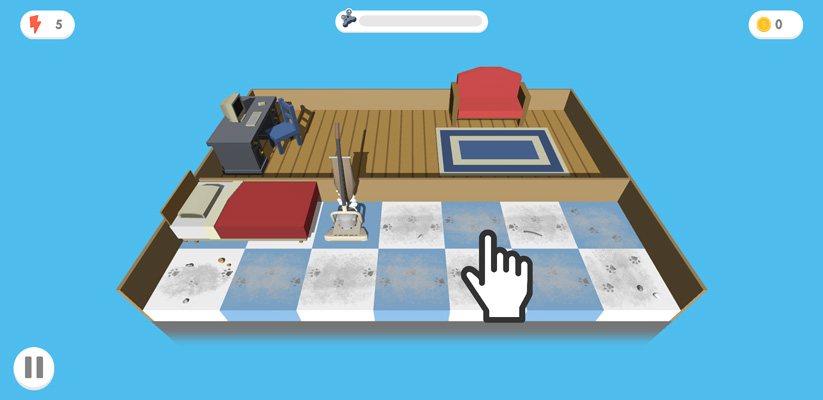 Làm sạch toàn bộ căn phòng để vượt qua màn chơi.