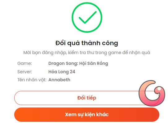 Đổi quà thành công