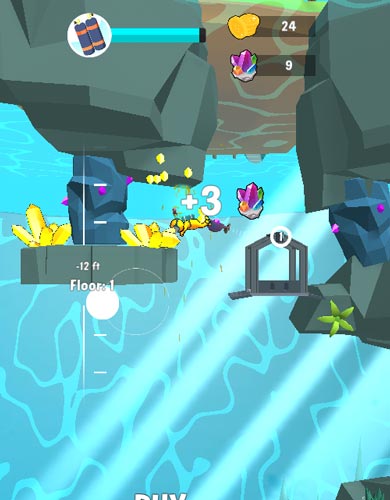 Điều khiển người que Stickman thợ lặn khai thác kim cương, đá quý... dưới đáy biển