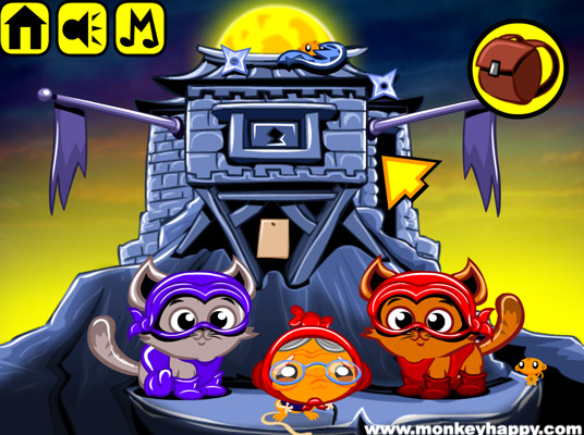 Chơi game Chú khỉ buồn: Mèo Ninja - GameVui.vn