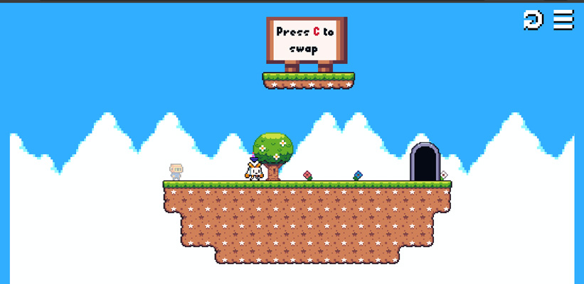 Điều khiển 2 nhân vật robot tìm cánh cổng ra.