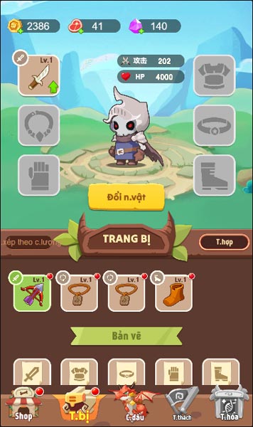 Hệ thống vật phẩm đa dạng với từng loại nhân vật hiệp sĩ Xương