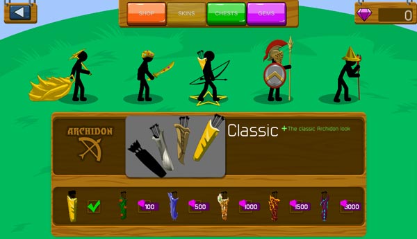 Nâng cấp, mua Skin cho nhân vật lính Stickman trong Shop cửa hàng