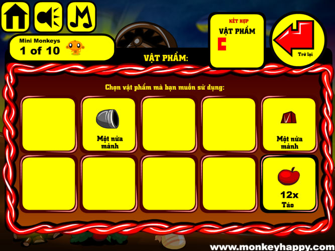 Ghép hoặc sử dụng các vật phẩmkhác nhau.