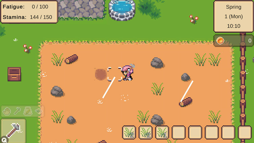 Cuốc đất để trồng cây.