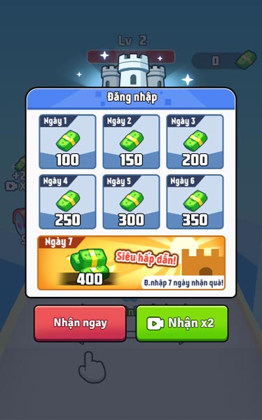 Giành chiến thắng và nhận thưởng đăng nhập game