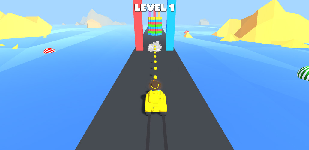 Đánh đổ các cây cột bằng quả bóng đúng màu sắc.