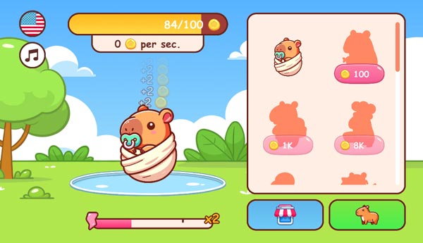 Rất nhiều mẫu Capybara cấp độ khác nhau trong Shop cửa hàng