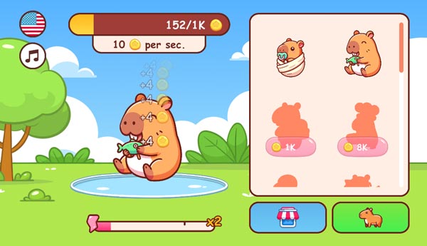 Cố gắng để mở khóa được Capybara cấp cao nhất