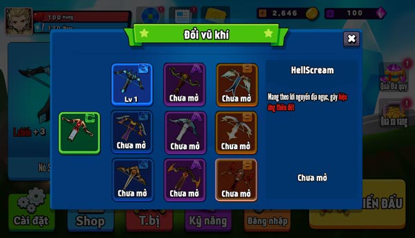 Nâng cấp và mở khóa tất cả các loại vũ khí