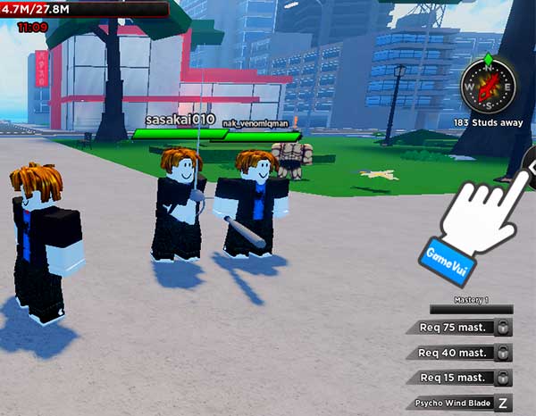 Nhấn vào mũi tên