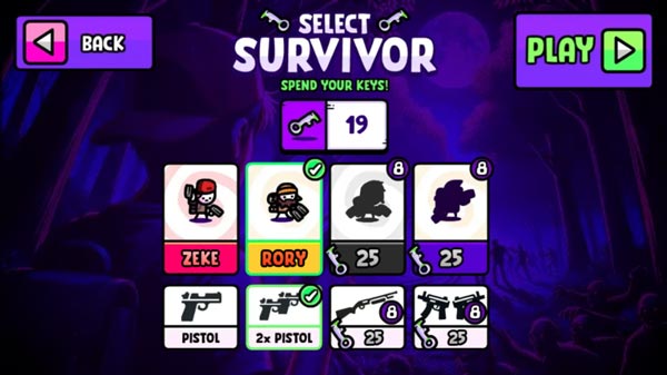 Các nhân vật và vũ khí khác nhau có thể mở bằng chìa khóa