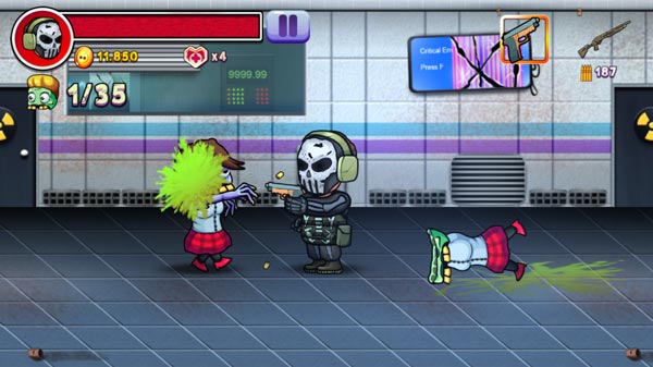 Điều khiển nhân vật di chuyển trái phải và tấn công Zombie