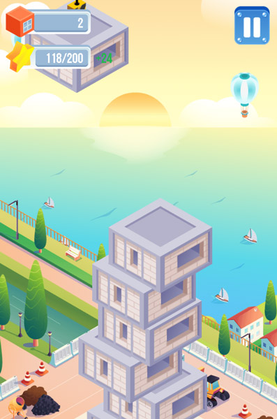 Xây các tầng tòa tháp thẳng nhau nhất có thể.