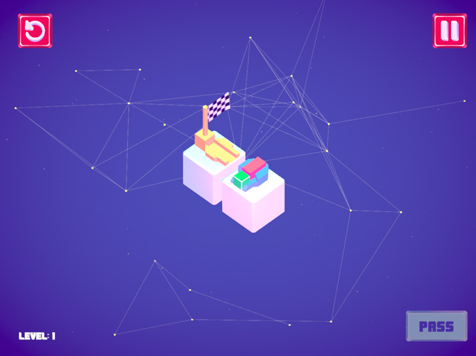 Đưa khối vuông về đích.