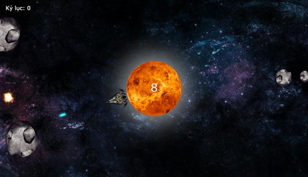 Bấm để tấn công, phá hủy thiên thạch