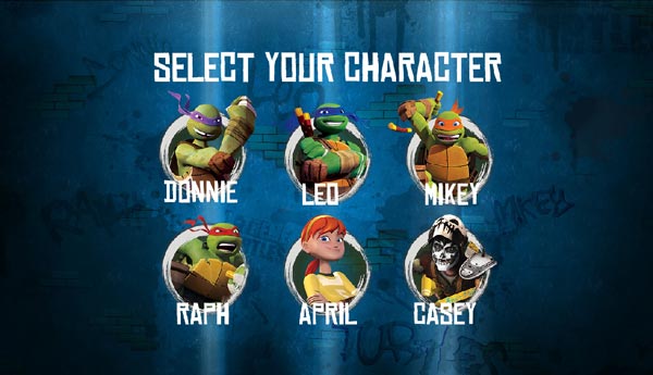 Lựa chọn 1 trong 6 nhân vật chính TMNT