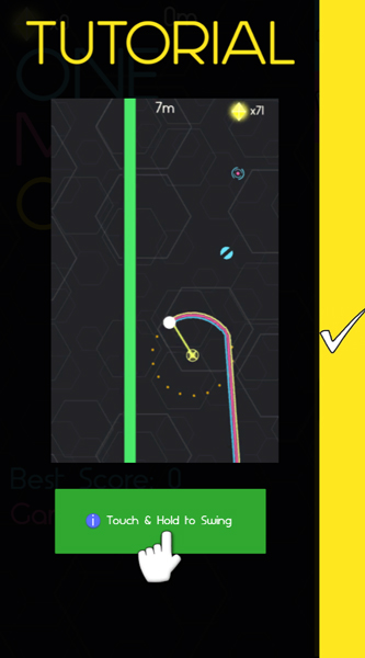 Nhấn giữ để quả bóng đu dây.