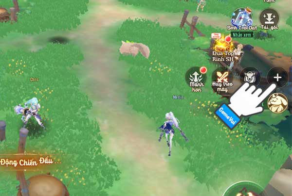 Chạm vào dấu cộng