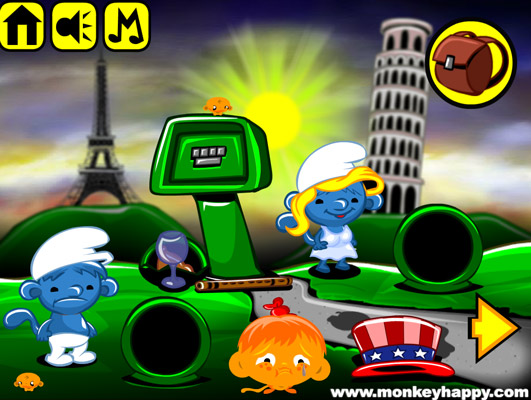 Chơi game Chú khỉ buồn ở thế giới Xì Trum - GameVui.vn