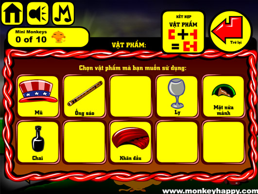 Ghép hoặc sử dụng các vật phẩm khác nhau.