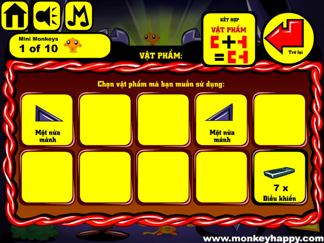 Ghép hoặc sử dụng các vật phẩm khác nhau.