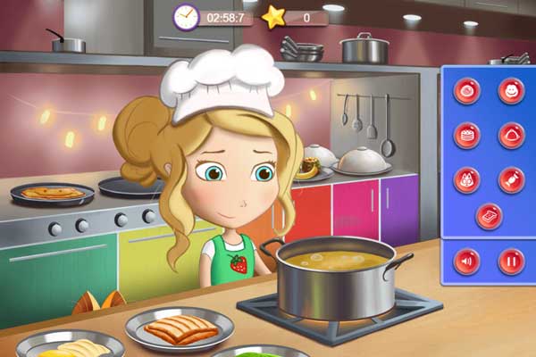 Giúp cô bé thực hiện các trò chơi tinh nghịch trong bếp