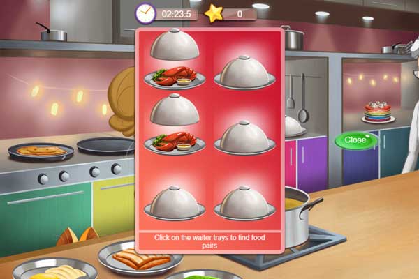 Chẳng hạn như tìm cặp hình giống nhau trong lúc nấu bếp