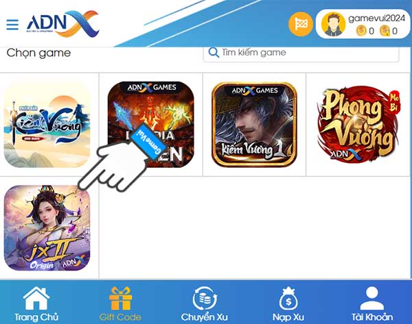 Chọn game J2X Origin