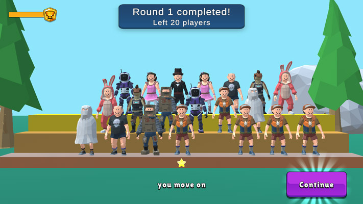 Về đích trước nửa số người chơi để tới màn chơi tiếp theo.