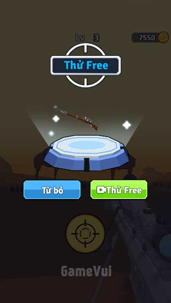 Xem video QC để dùng thử vũ khí mỗi cấp độ