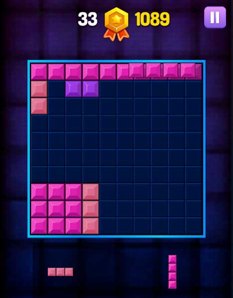 Đặt các hình khối gạch bên ngoài vào ô vuông